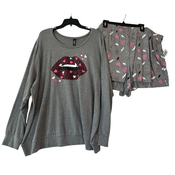 NWT Torrid Gray Top Shorts PJ Lounge Set 4 4X Sleep - Picture 1 of 8